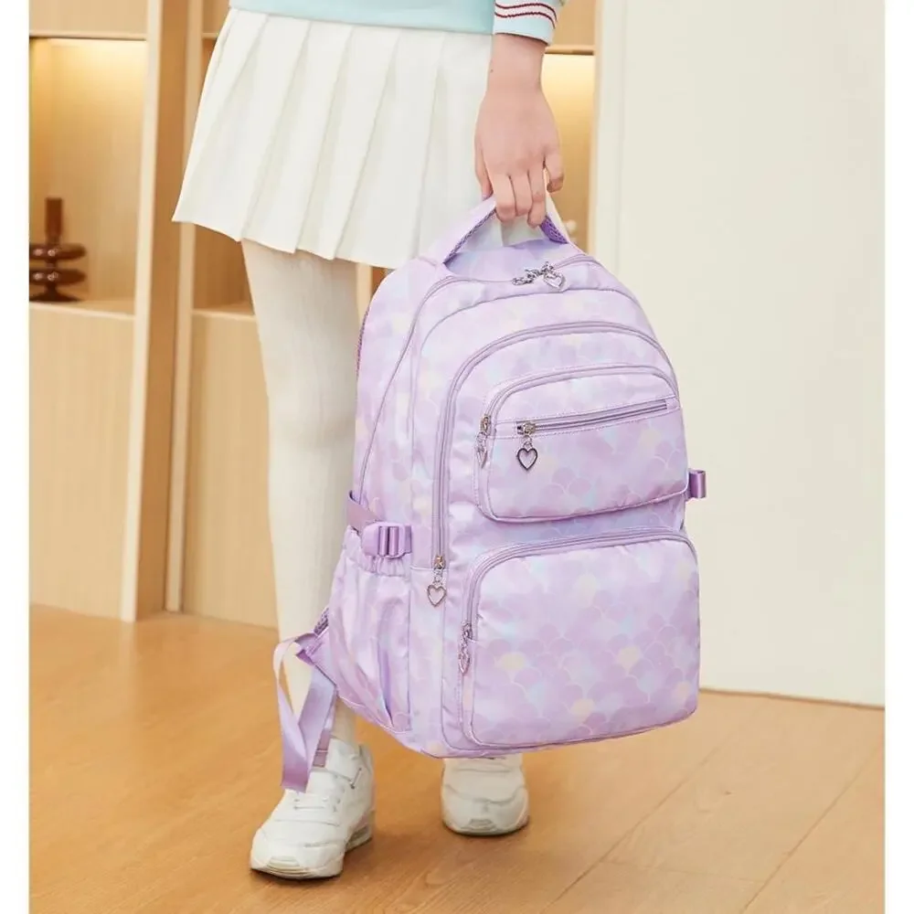 Mermaid Scale Purple School Backpack Set 3pc with‎ Zipper Charms NEW/NWT